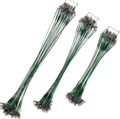 Líderes de Pesca, Línea de Pesca de Alambre de Acero Inoxidable con Conexión Giratorio y Encaje, Kit de Equipo y Accesorios de Pesca para Señuelos,