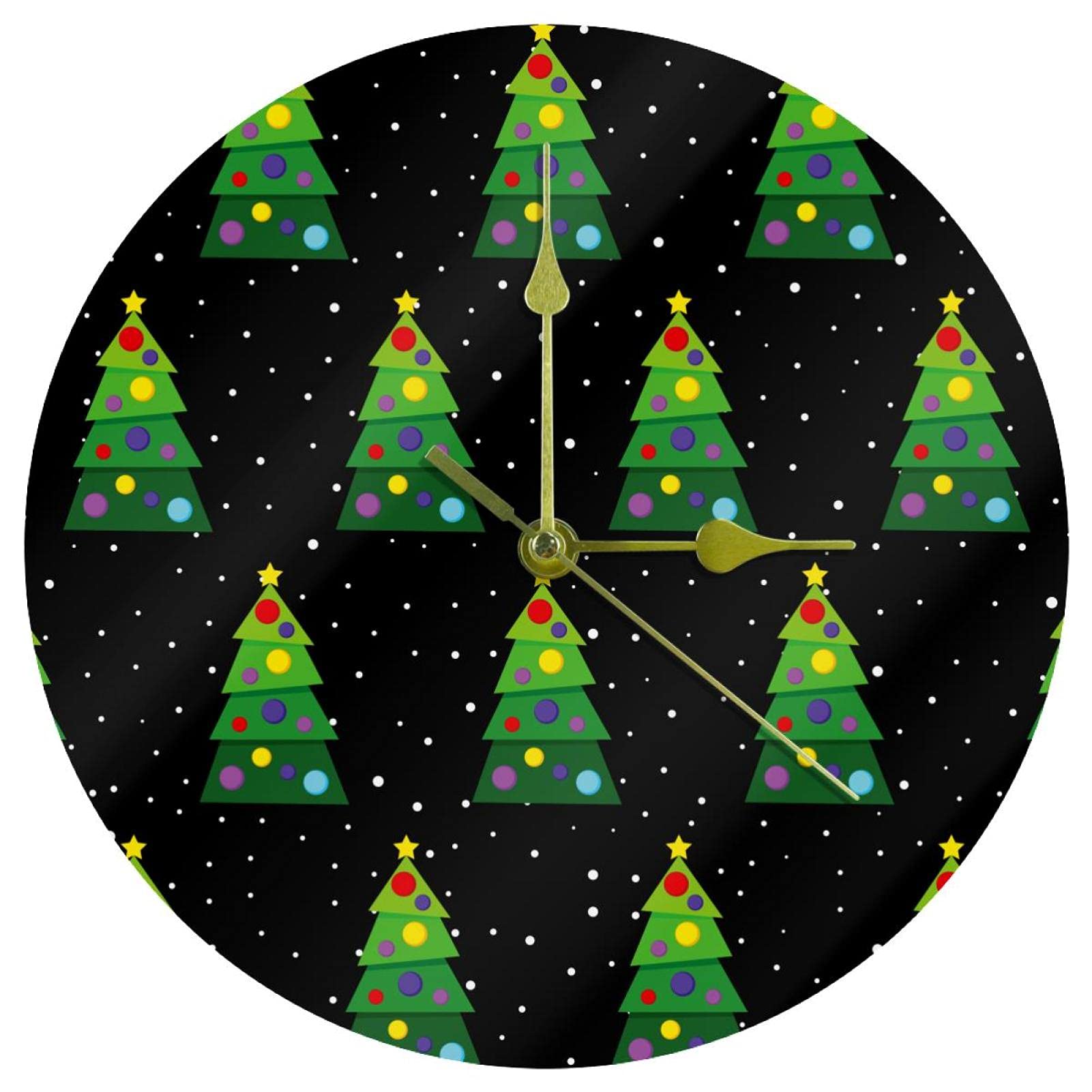 Horloge murale silencieuse sans tic-tac à piles motif sapins de Noël pour un sommeil paisible