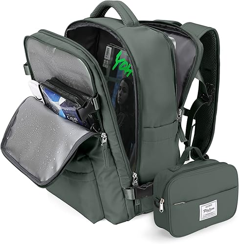winspansy Mochila de viaje para mujer y hombre, A12-verde (juego de 2 piezas), Grande