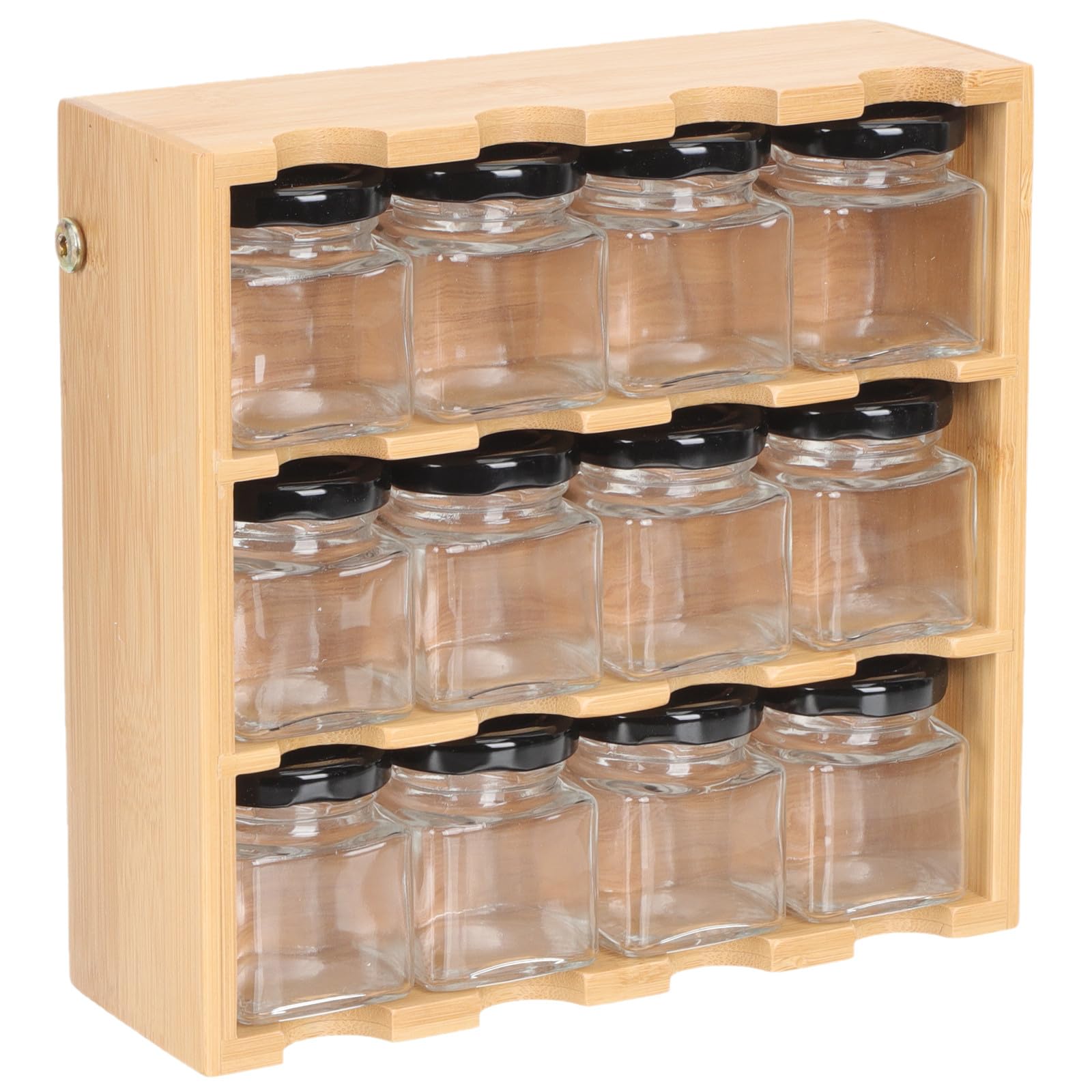 Organizador de Especias de Madera 12 Compartimentos, Soporte de Pared y Encimera para Almacenamiento de Condimentos, Estante Versátil para Cocina y Comedor, Botellero Compacto