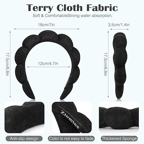 Miniatura 3 de Diademas de spa para lavar la cara o el rostro, juego de 2 diademas para el cuidado de la piel, diadema de tela de rizo, paquete combinado de