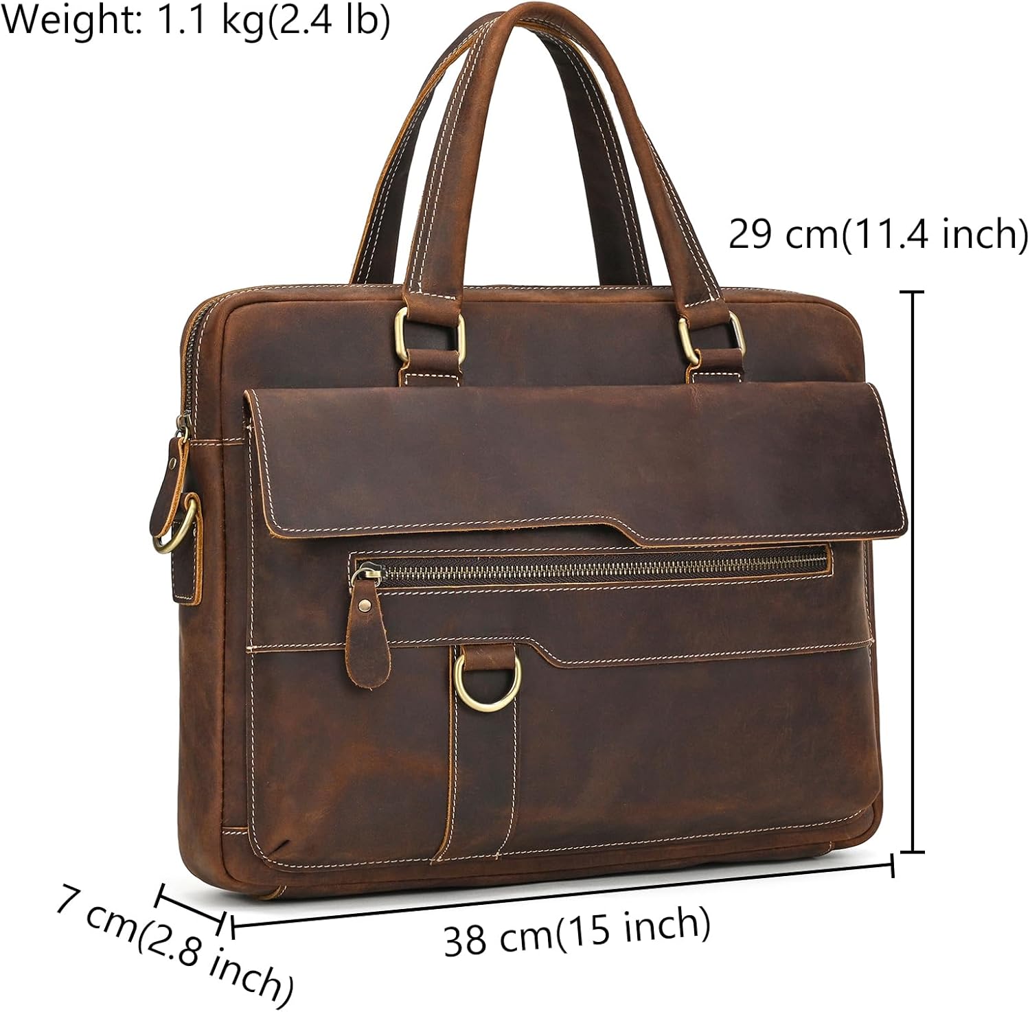 Leather briefcase 15 Inch Laptop Messenger Bags for Men and Women Office Briefcase Satchel Bag