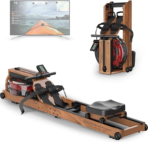 JOROTO Water Rowing Machine for Home Use, Oak Wood Foldable Rower