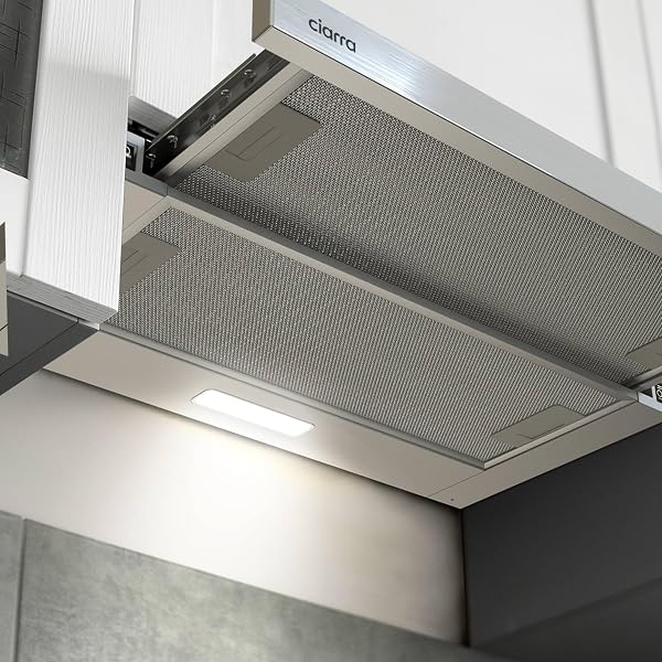 CIARRA Telescopic Cooker Hood 60cm CBCS6906D 370m³/h Built-in Extractor Hood 600mm with LED Light 2 Speeds Integrated Kitchen Extractor Fan - 4