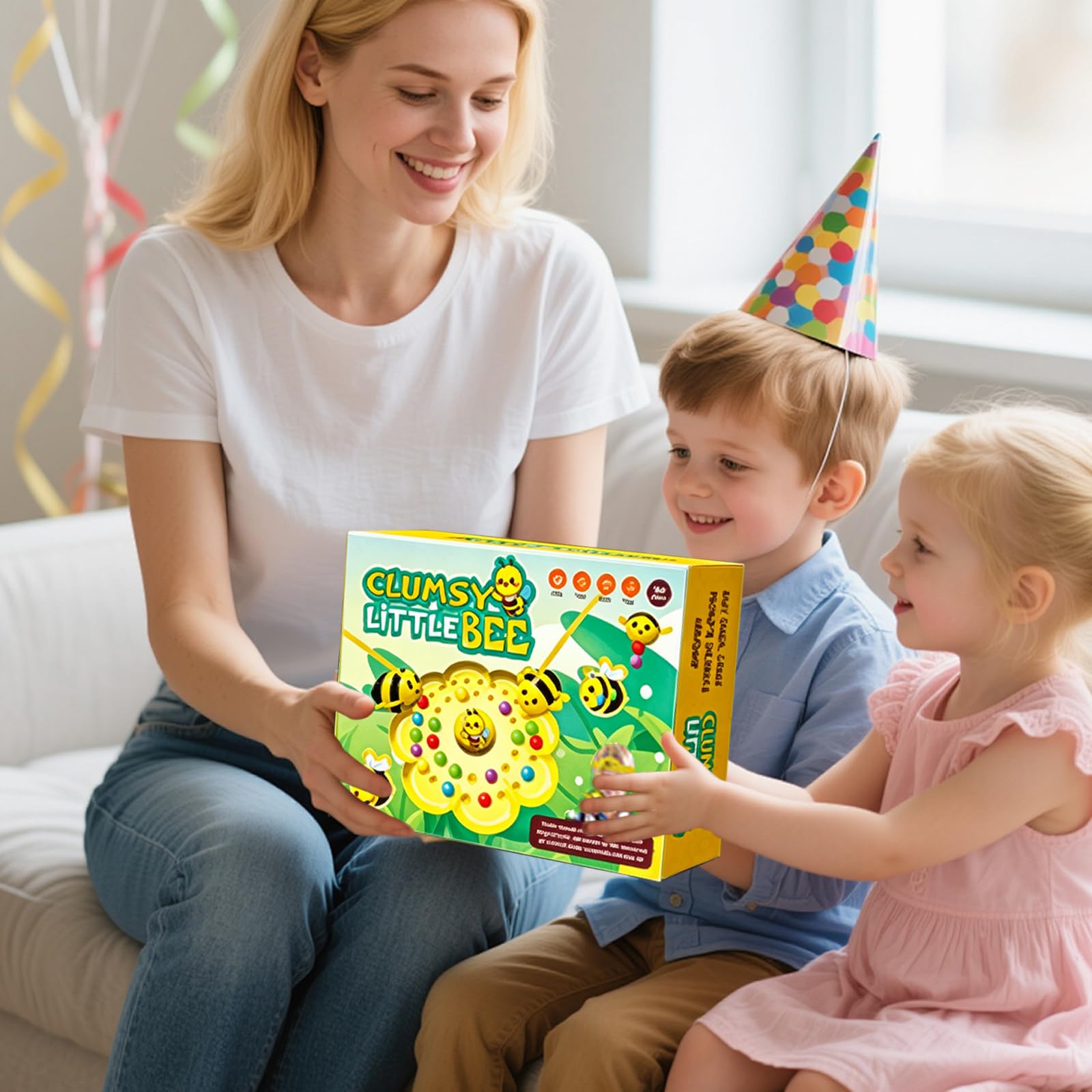 Jeu de l'Abeille Magnétique Busy Bees Game, avec Bandeau Magnétique pour Enfant, Jeu de Société Abeille et Jeu-Motricité Fine Abeille pour 2 à 4 Joueurs