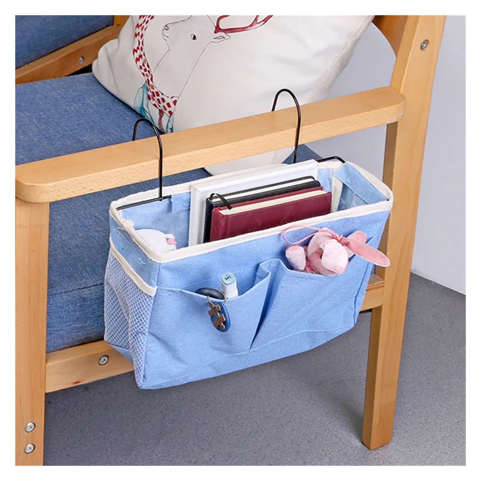 Organizador de Reposabrazos para Sofá Bolsa de Almacenamiento Colgante Multifuncional for sofá Junto a la Cama, for organización de dormitorios y Apartamentos(Blue)