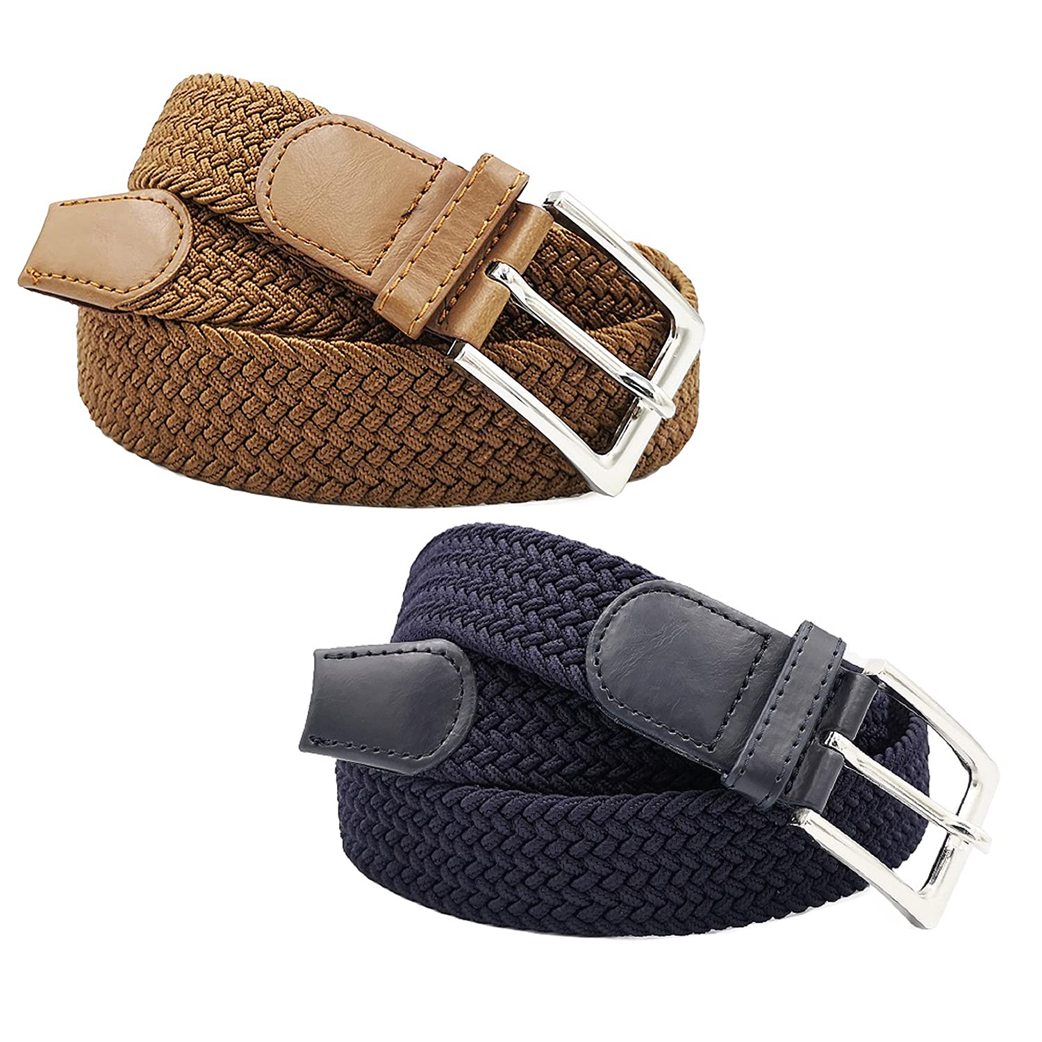 Cintura Elastica Unisex Gloop In Tessuto Intrecciato | Made In Germany, Larghezza 3,5 Cm, Fibbia In Metallo, Bianco Beige (110 Cm) - 2