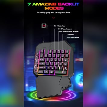 Programmable Hand Keyboard - Ergonomic Cell Phone Keypad, Professional Gaming Controller Keypad | Daily Entertainment Keyboard, Compact One-handed Keyboard for Increased Productivity