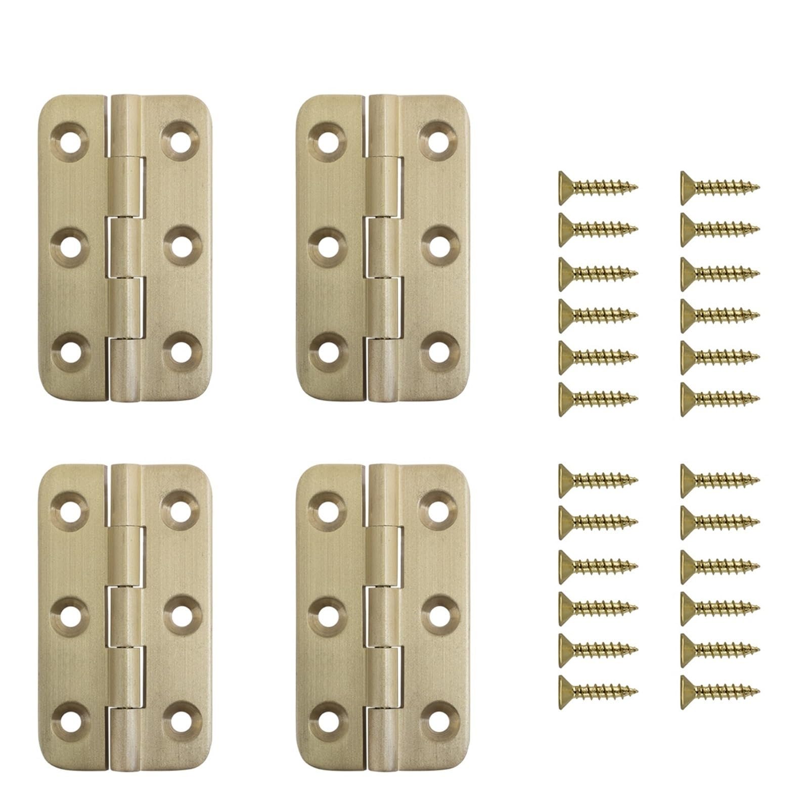 Huwoyg Gold 4 Pcs Brushed Nickel And Brass Color Solid 2Inch Hinge Open 270 Degree Small Furniture With Screws For Gate(Gold)