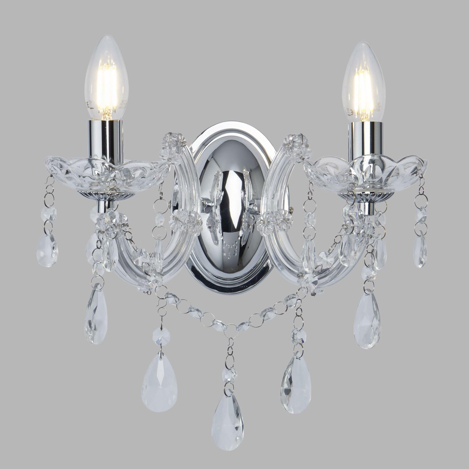Lampadario da parete in cristallo di vetro Lampada cromata Illuminazione soggiorno Lampada da corridoio Proiettore 399-2