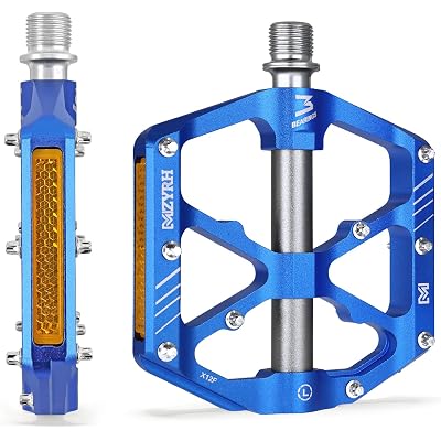 MZYRH 3 Bearings Mountain Bike Platform Pedals - Flat Alloy 9/16" Non-Slip Bicycle Pedals