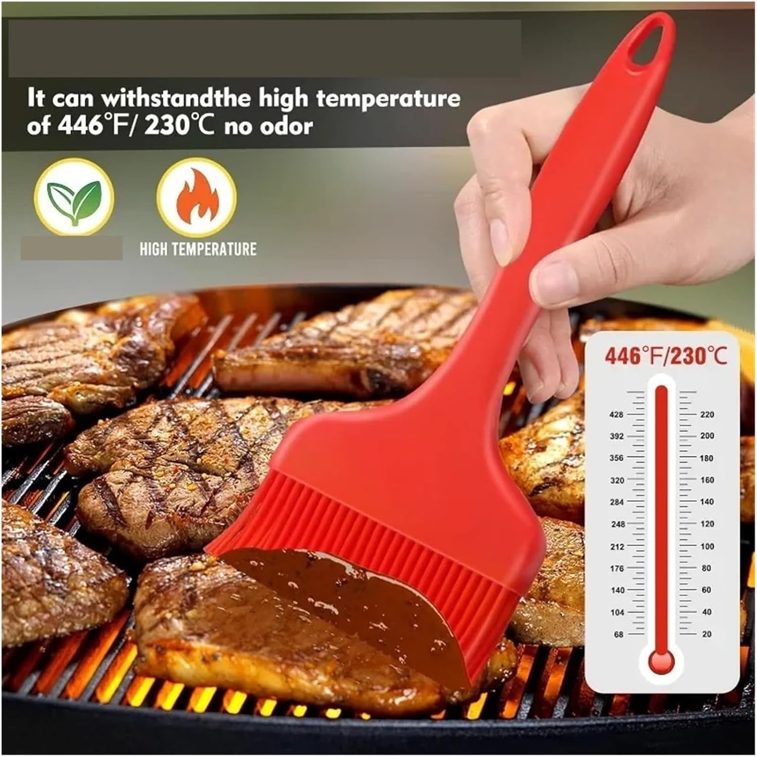 Heat Resistant Large Oil Brush BBQ Pastry Silicone Basting Extra Wide For Cooking Marinade Grilling(Grey)