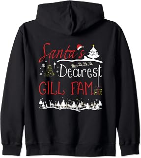 Gill Family Xmas Cute Christmas Reunion Party Zip Hoodie