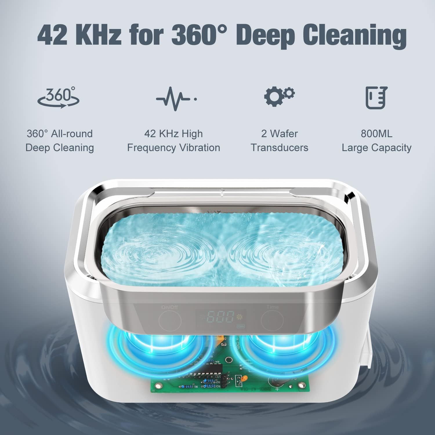 PELCAS Ultraschallreinigungsgerät 800ml Touchscreen LCD Anzeige 42kHz für Brillen Uhren Schmuck