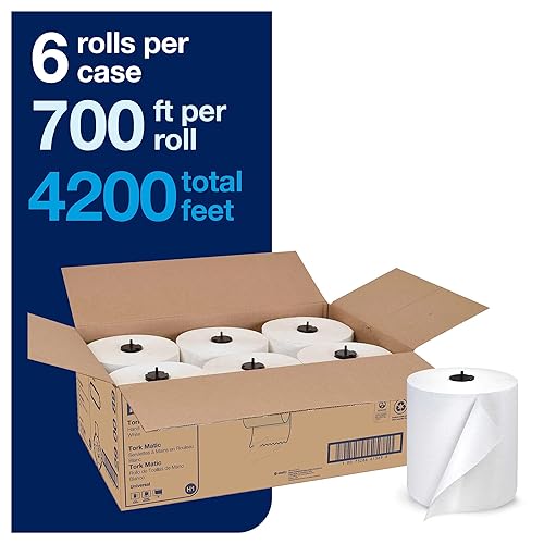 Miniatura 6 de Tork Mini rollo de papel de baño jumbo (12 rollos) y rollo de toalla de mano de papel Tork Matic (6 rollos)