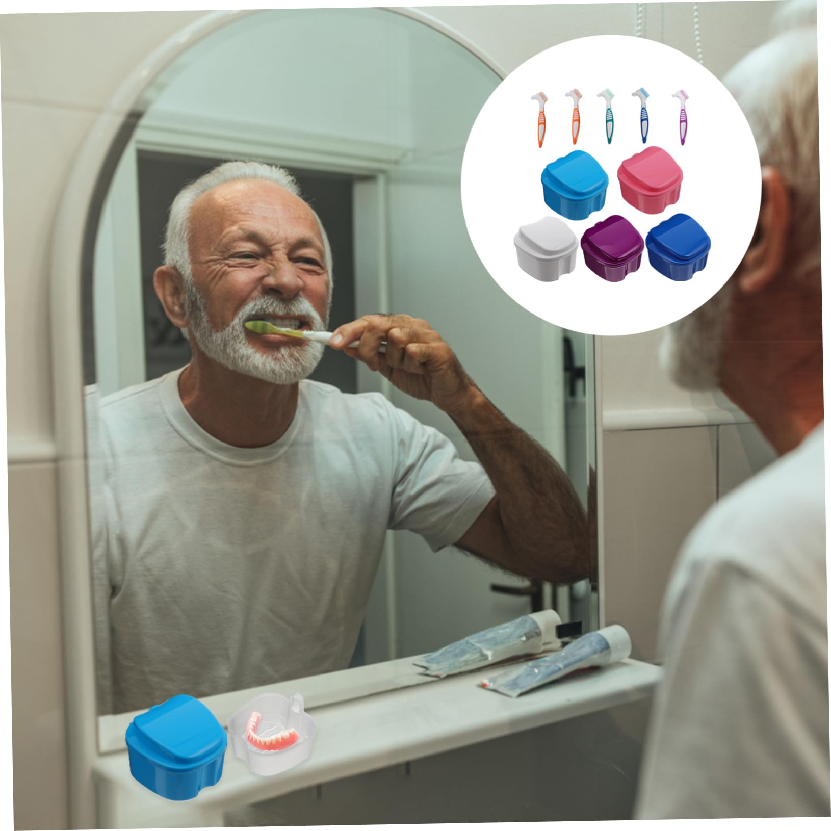 PACKOVE 10pezzi Scatola Per Dentiere Di Contenitori Per Dentiere Portatili Facile Da Trasportare e Sicuro Design Compatto e Leggero Materiale Resistente e Durevole Per Viaggi e Uso