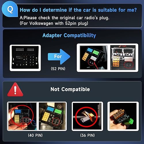 Miniatura 2 de podofo Arnés de cableado de radio de 52 pines para Volkswagen Skoda Jetta Polo Tiguan Golf Touran Passat Power/conector de altavoz/arnés de cable