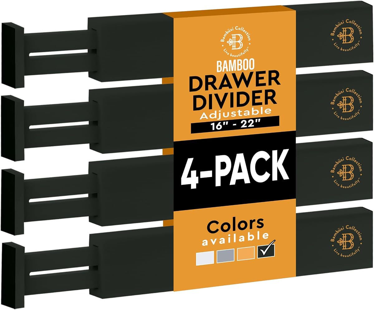Kit 4 Divisórias de Gaveta em Bambu Expansíveis