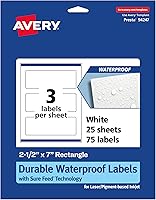 Vista 9 de Avery Durable Waterproof Rectangle Labels, Sure Feed Technology, 2.5" x 7", 30 Total, Oil and Tear-Resistant Waterproof Labels, Print-to-The-Edge