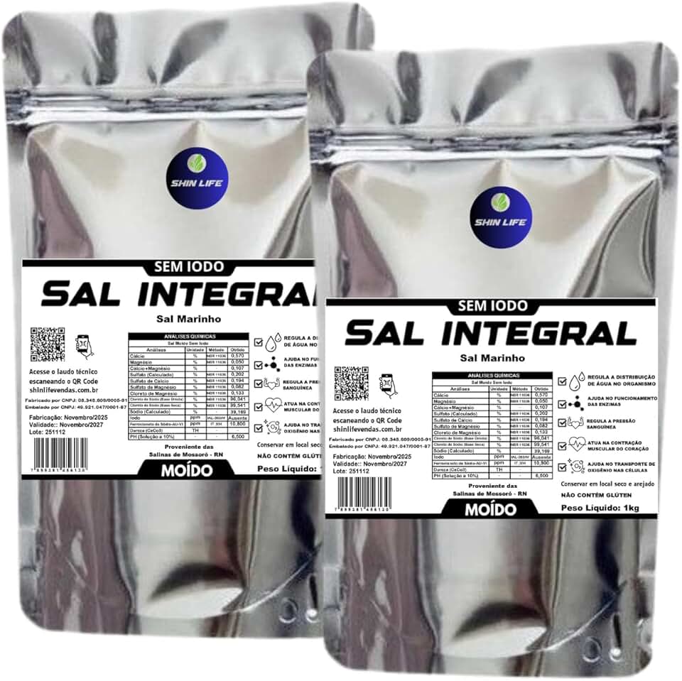 Sal Moído Integral - Marinho Mossoro 2un x1kg = 2kg Sem Iodo
