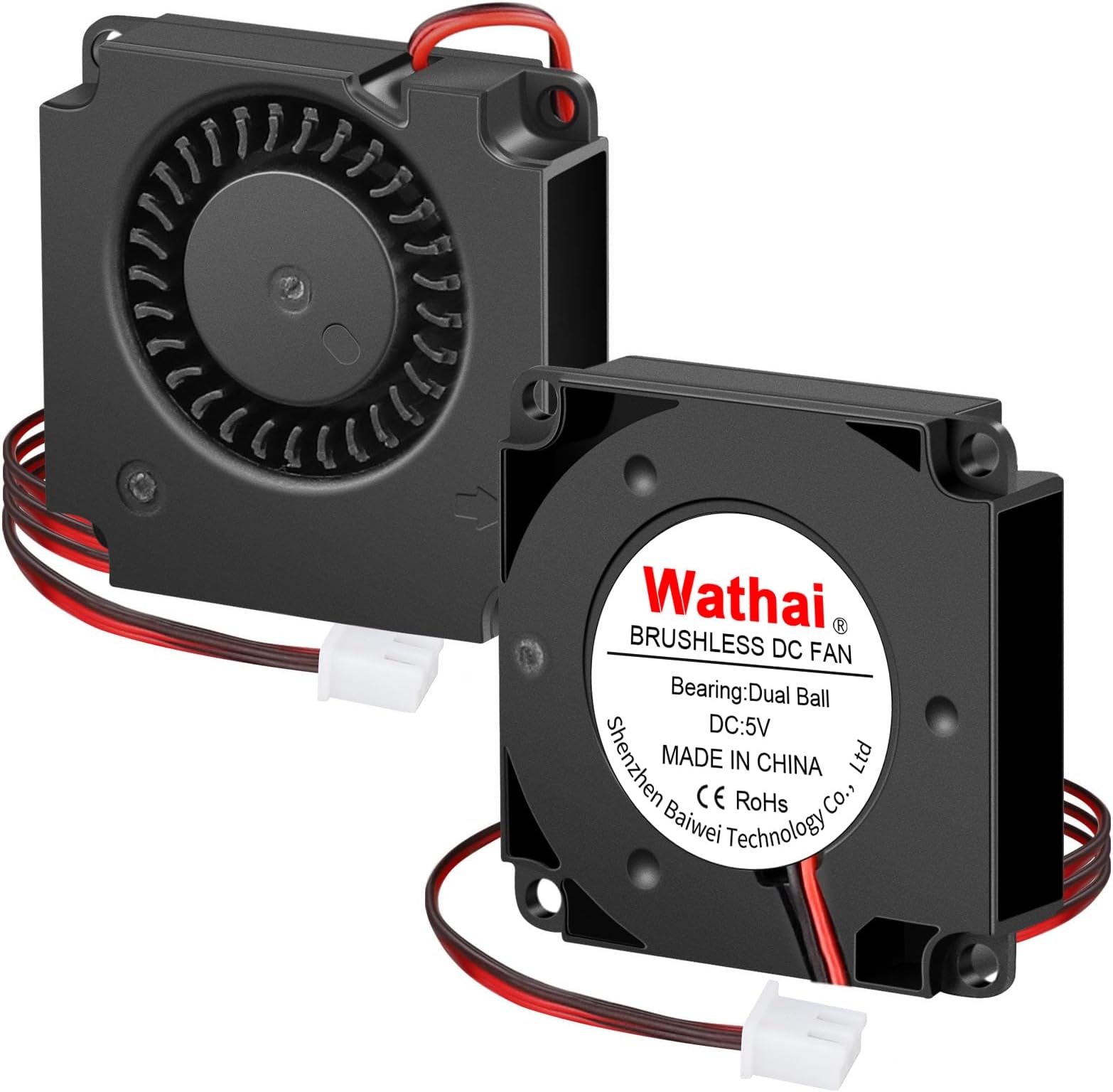 2Packs DC Blower Fan 4010 Radial Cooling Fan 5V 2 Pin DC 40mm x 10mm Dual Ball