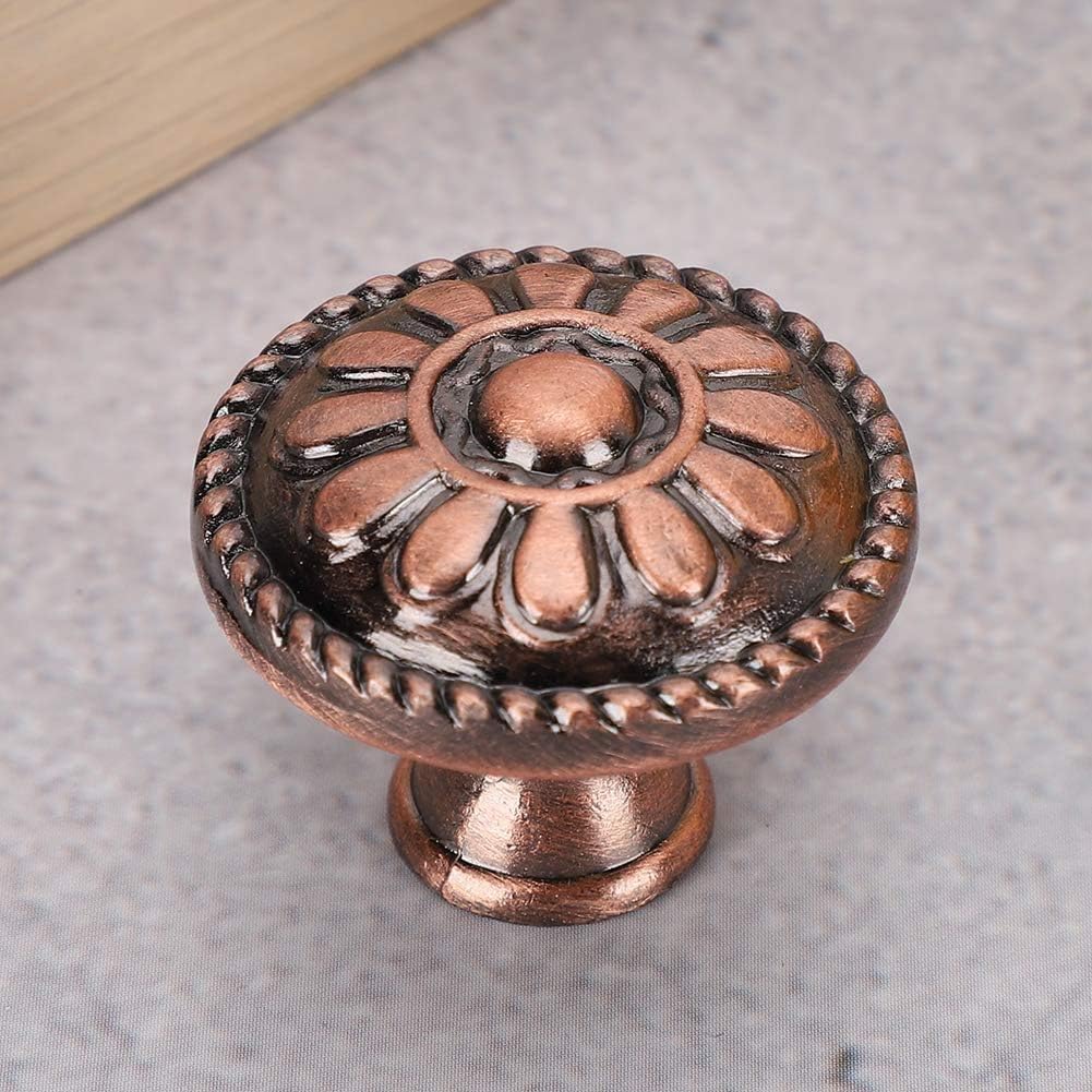 Ring Pull，Door Handles,Round Pull Knobs Handles, 10pcs Door Knob 30mm Round Kitchen Cabinet Knobs Pull Antique Floral Farm Dresser Drawer Pull Handles Hardware Cabinet Drawer for Closet Door (Color :