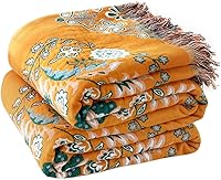 Vista 73 de Cobija para cama de estilo bohemio, 100 % algodón, ultra suave, edredón rústico, cobija de otoño, estampado floral, decoración de granja, cobija