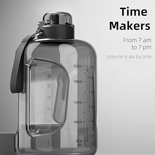 Miniatura 4 de Botella de agua motivacional de 50 onzas y 84 onzas, marca de tiempo, a prueba de fugas y sin BPA. Tapa 2 en 1 con pajilla, Tritan de grado