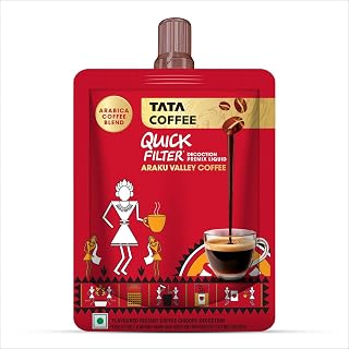 Tata Coffee Quick Filter Decoction Liquid, Araku Valley Coffee, 100ml Pouch, Flavoured Instant Coffee Chicory Decoction, L... Price In India