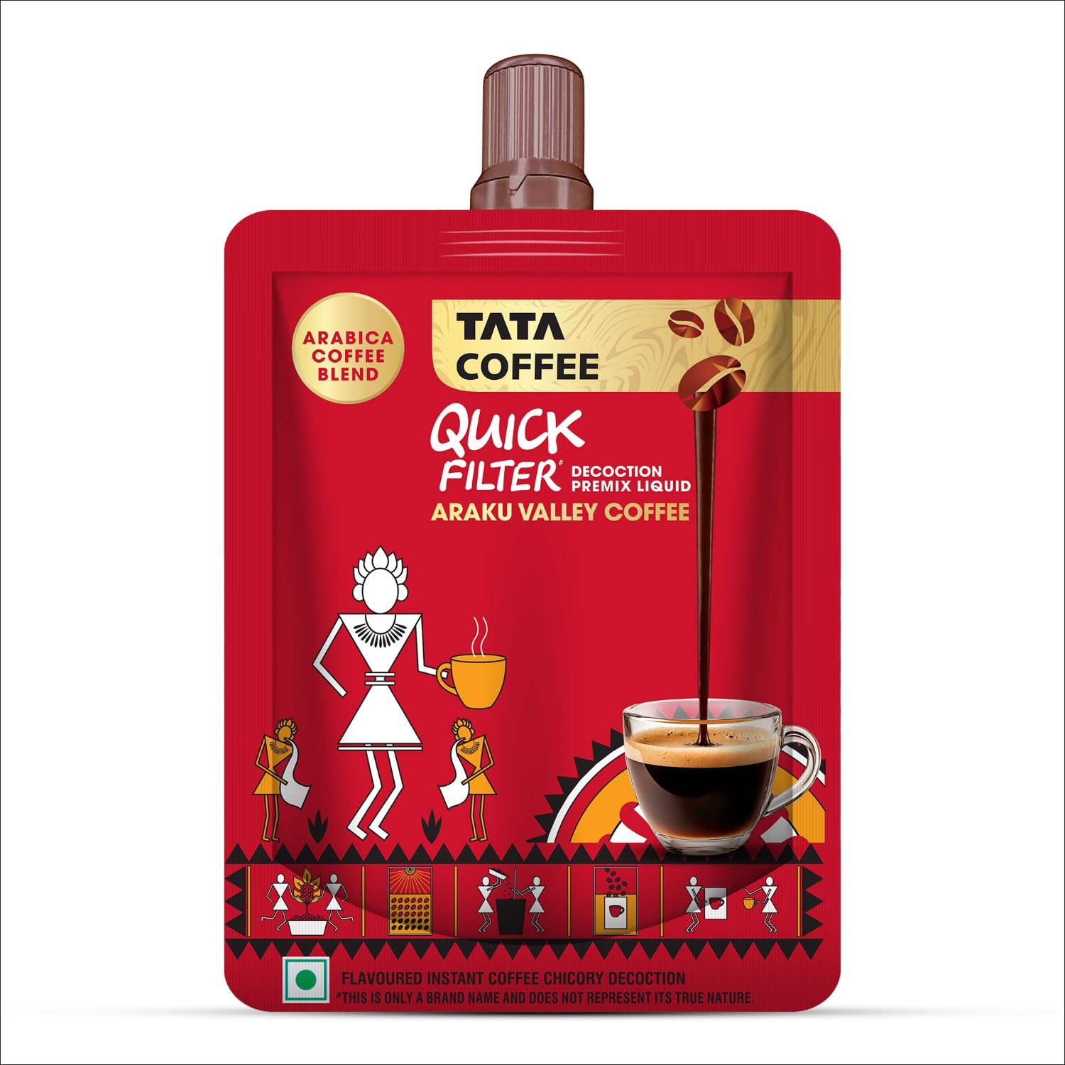 Tata Coffee Quick Filter Decoction Liquid, Araku Valley Coffee, 100ml Pouch, Flavoured Instant Coffee Chicory Decoction, L...