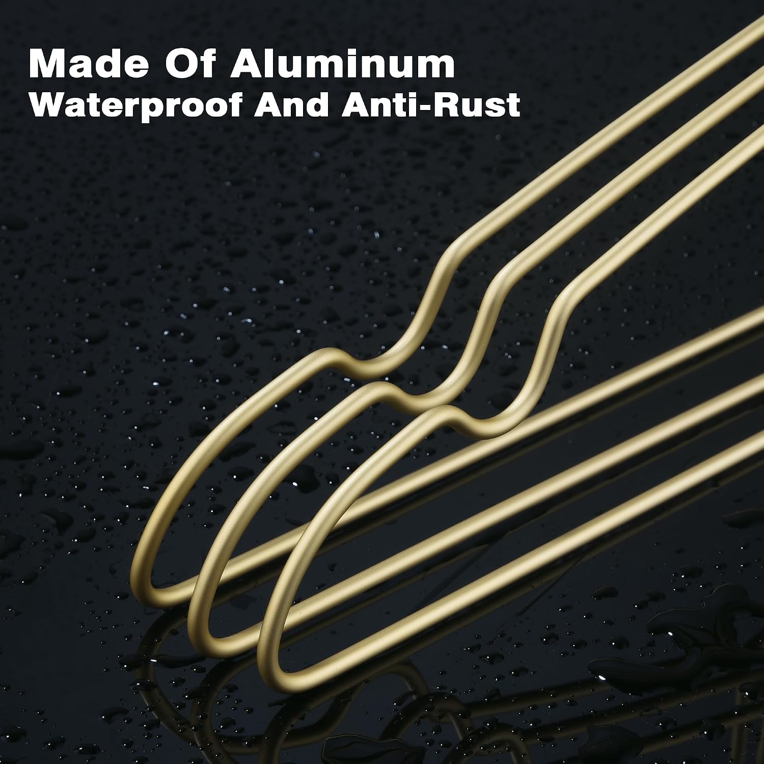 Premium Aluminum Clothes Hangers 10 Pack, 16.5" Soild Metal Coat Hangers with Round Notches for Storage Display Sling Organization of Suit, Jacket, Shirt, Dress & Pants(Matte Gold)