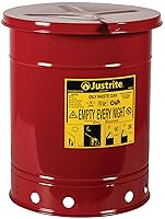 Vista 6 de Justrite Mini Bote de Basura para Desechos Aceitosos de Mostrador de Acero Galvanizado de 0.45 Galones, Lata de Seguridad de Metal para Trapos