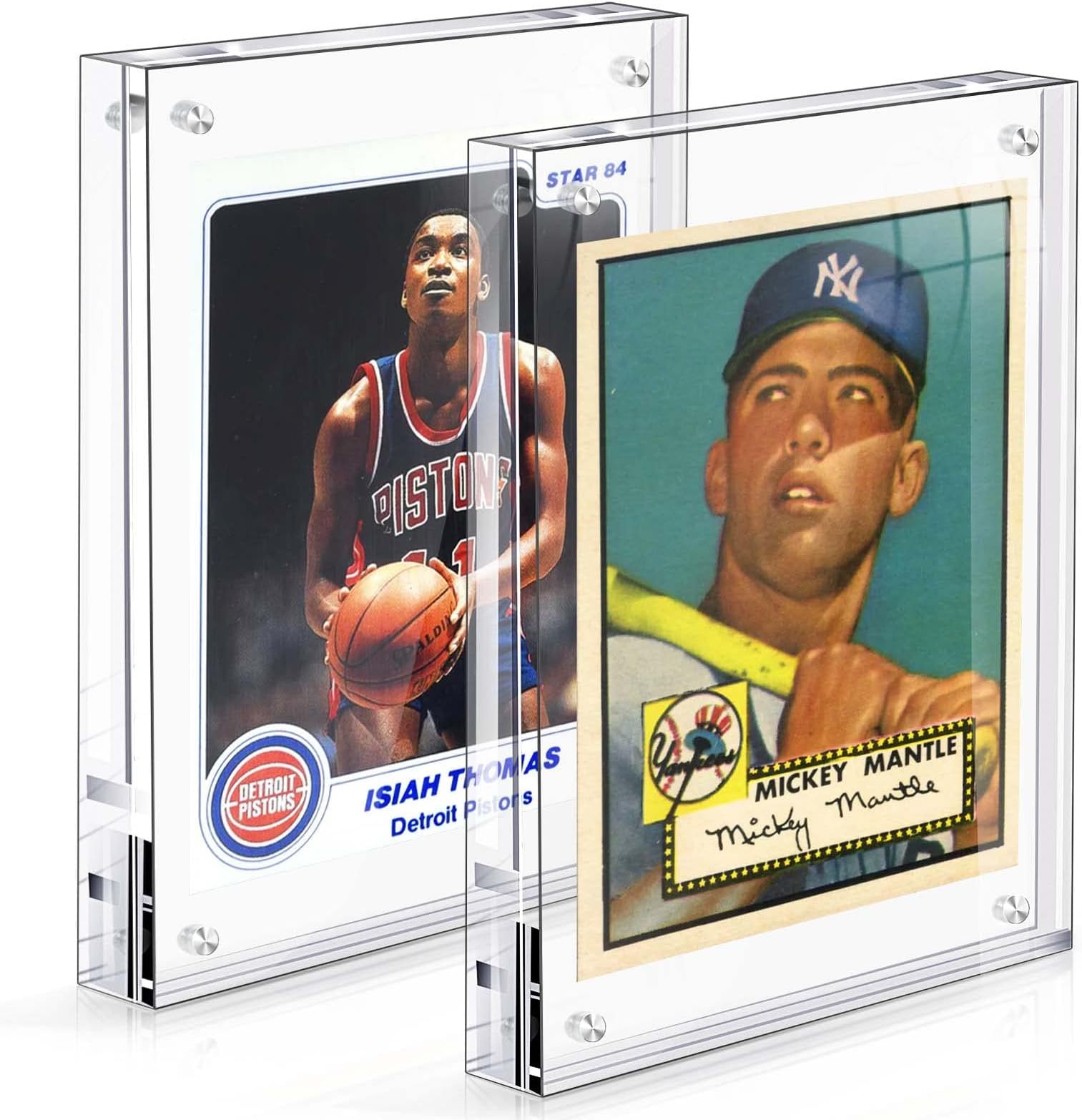 Acrylic Card Frame, Magnetic Trading Card Display Frames Desktop Display - 2 Sets Clear