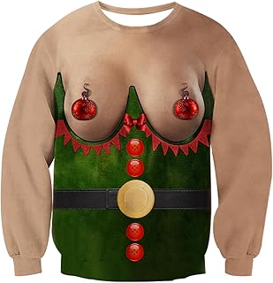 Unisex Ugly Christmas Sweater 3D Printed Funny Crewneck Pullover Sweatshirts for Xmas Party Celebration