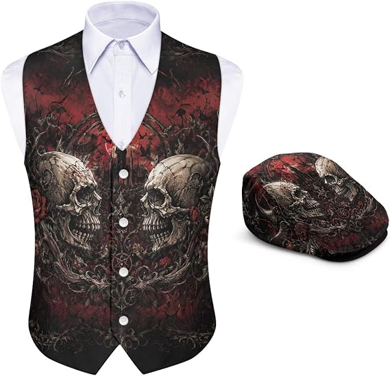 Halloween Men's Suit Vests with Newsboy Cap