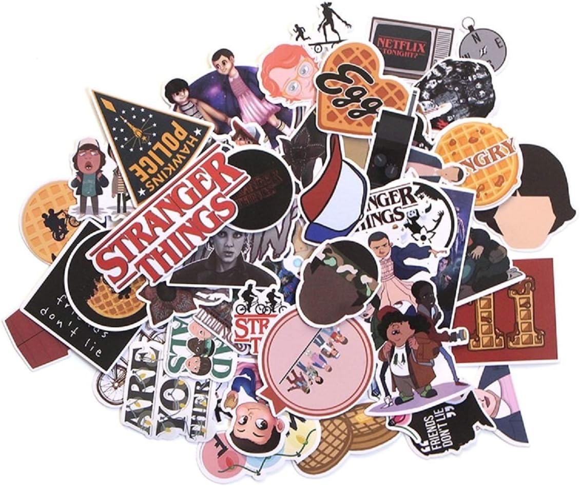 66pcs Stranger Things PVC Stickers for DIY Phone Luggage Laptop Motorcycle Phone Skateboards Cars Bikes Snowboard Skateboards Waterproof Stickers