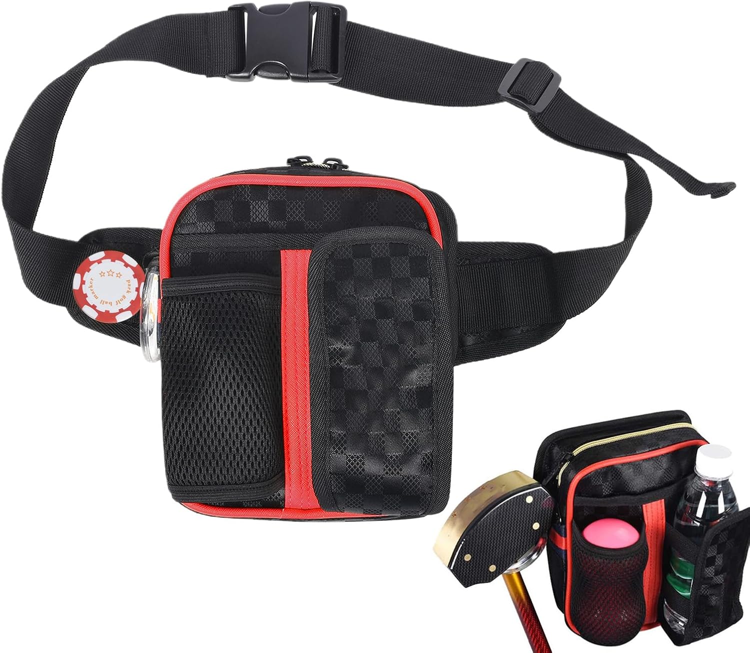 Portaoggetti per palline da golf, con tasca per cintura da golf, organizer portatile per accessori, tee, soldi, carte, chiavi e oggetti di valore, per uomini, sport all’aria aperta