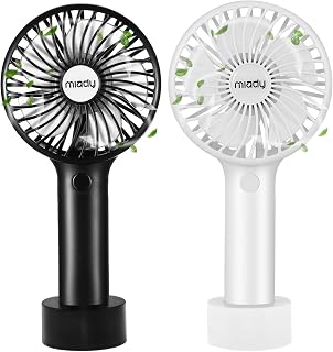 Miady 2-Pack 5000mAh Upgraded Handheld Fan - 3 Speeds, 7-20H USB-C Battery, Strong Wind Portable for Travel Office Outdoor