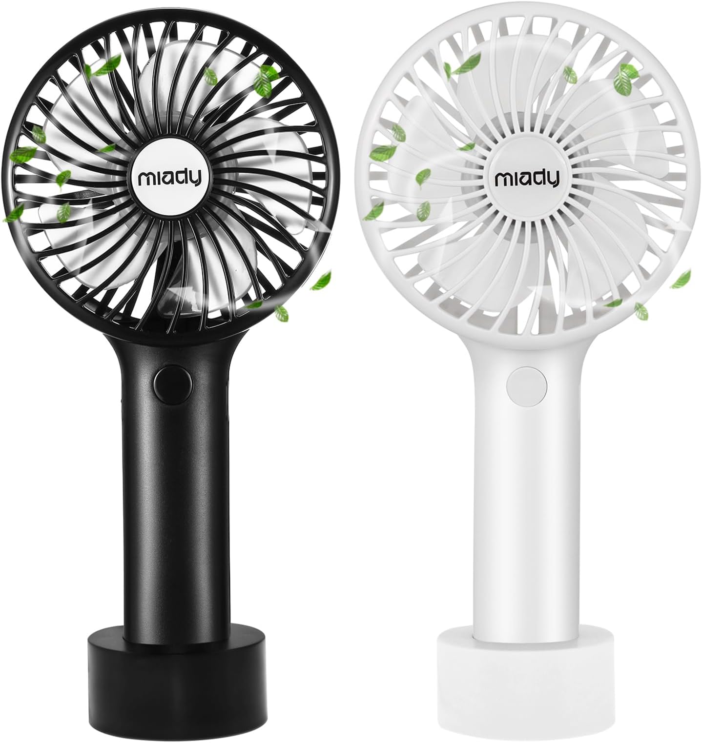 Miady 2-Pack Upgraded 5000mAh Portable Handheld Fan 3 Speed Mini USB Strong Wind 7-20 Hours Runtime Personal Electric for Travel Office Outdoor