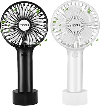 Miady 2-Pack Upgraded 5000mAh Portable Handheld Fan 3 Speed Mini USB Strong Wind 7-20 Hours Runtime Personal Electric for Travel Office Outdoor
