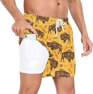 Mens Athletic Shorts Aztec Bison Running Shorts