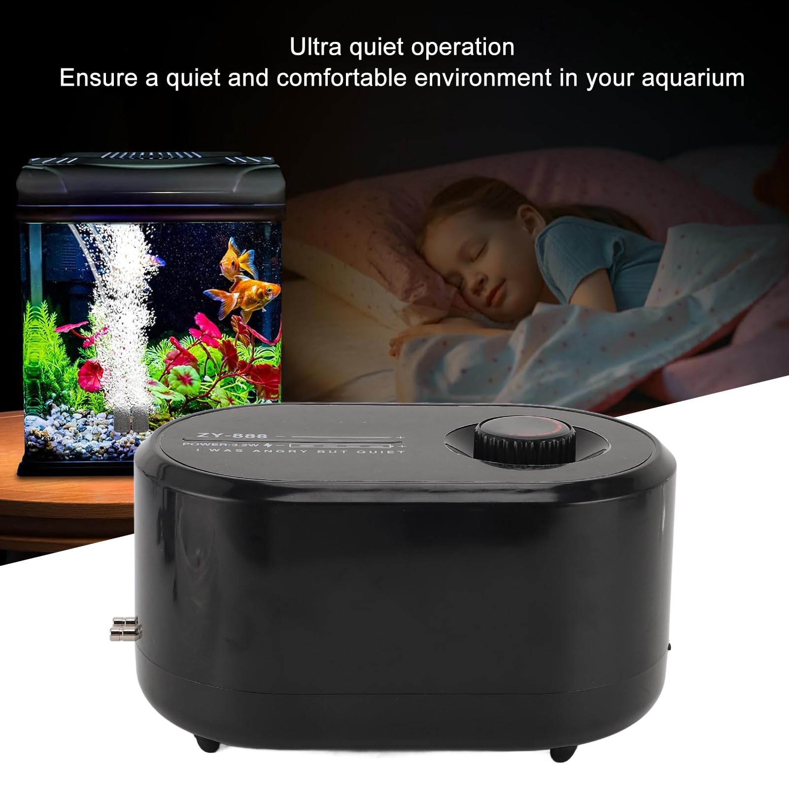 Pompa Ad Aria per Acquario, Batteria 4400 MAh, Efficiente | Pompa per Ossigeno con Flusso D'aria Regolabile Silenziosa per Acquari, Super Silenziosa, Compatta