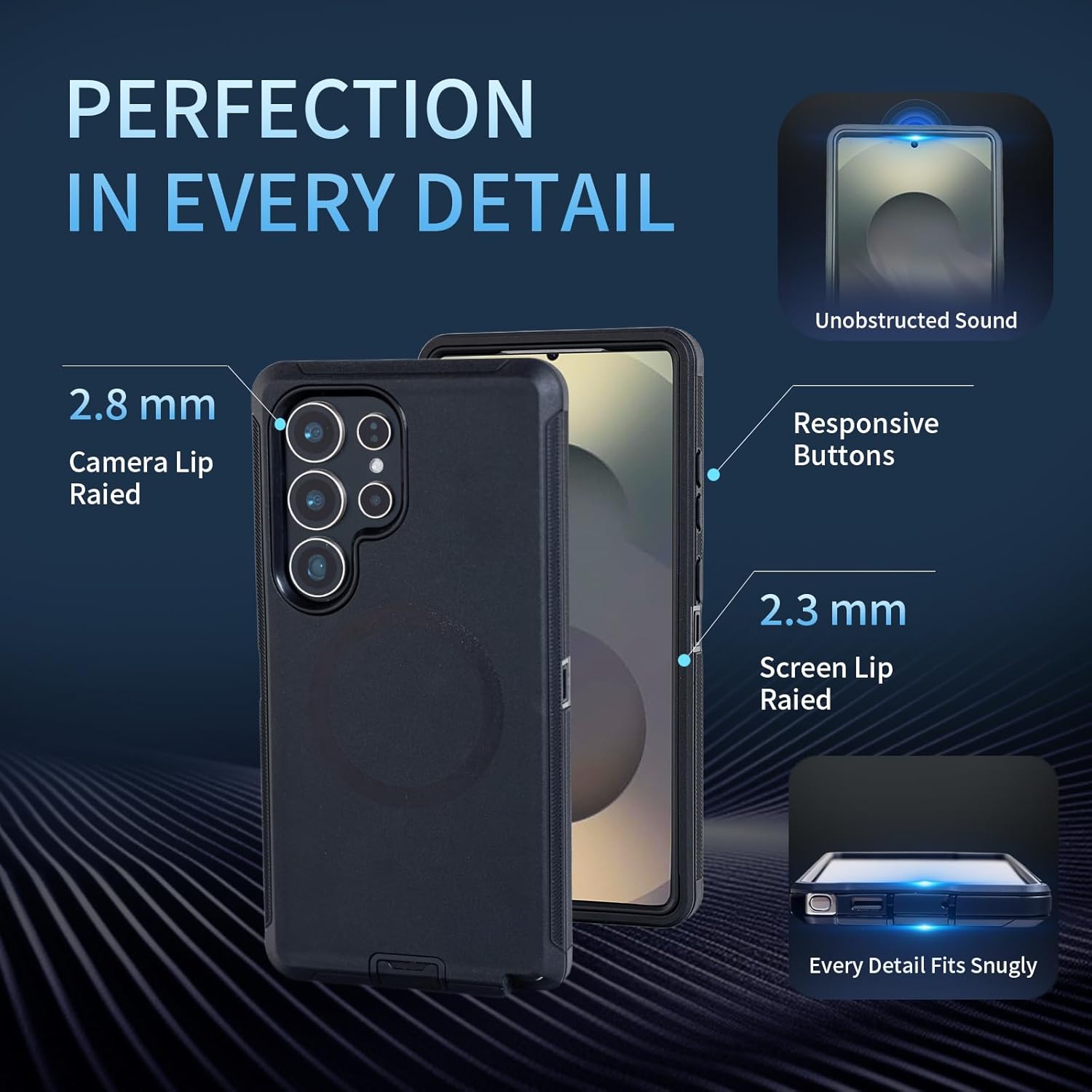 for Samsung Galaxy S25-Ultra Case with Belt Clip, Fit for MagSafe, Rugged Shockproof Military Drop Protection Heavy Duty Magnetic Phone Cover Holster Kickstand Case(No Screen Protector),Black - Image 8