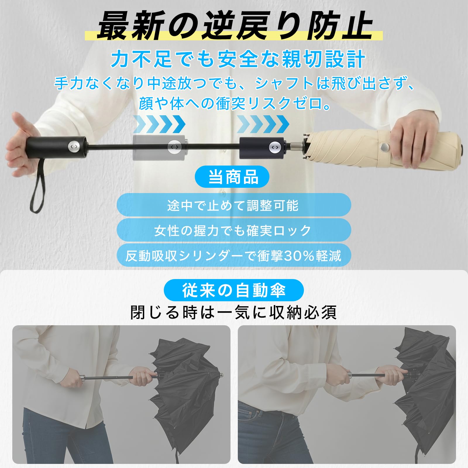 YORIYOI 折りたたみ傘【形状記憶×uvカット100％完全遮光】逆戻り防止機能 折り畳み傘 晴雨兼用 日傘 UPF50+ 紫外線遮断 5秒でたためる傘 ワンタッチ自動開閉 折畳み傘 熱中症対策 折畳傘 レディース 超軽量230g - 5