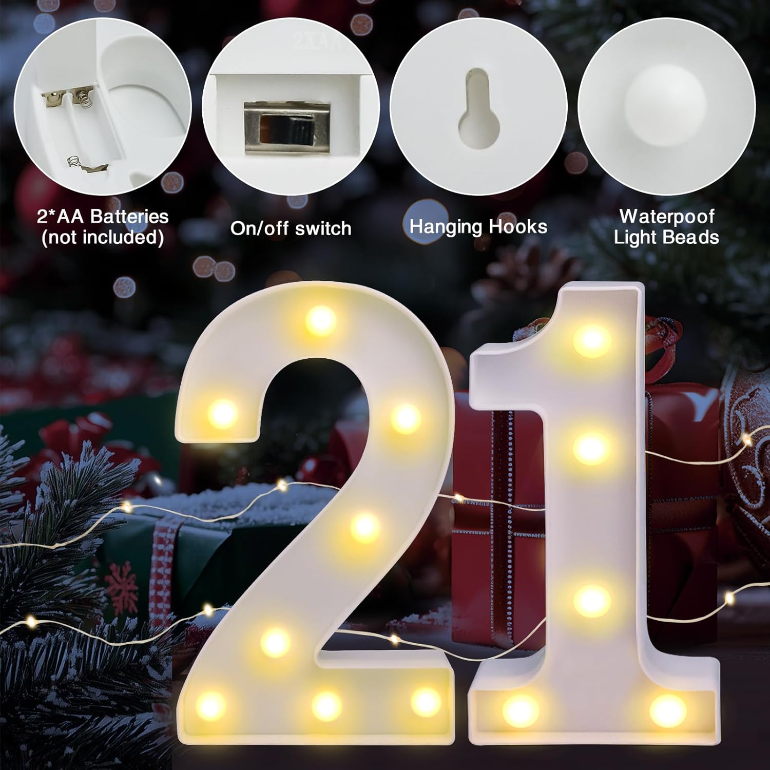 Light up numbers for party, 21st birthday decorations for her, number blocks 21, happy 21st birthday decorations, 21st birthday gifts for her, birthday decorations for women room decor - Image 4