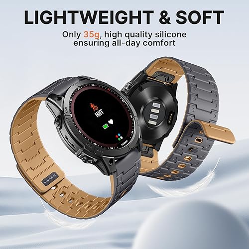 Miniatura 5 de Bandletic Compatible con Garmin Fenix 6X/7X Banda, Banda de Reloj Magnética de Silicona Suave Quickfit de 26mm de Reemplazo para Fenix 8 51mm/7X 6X