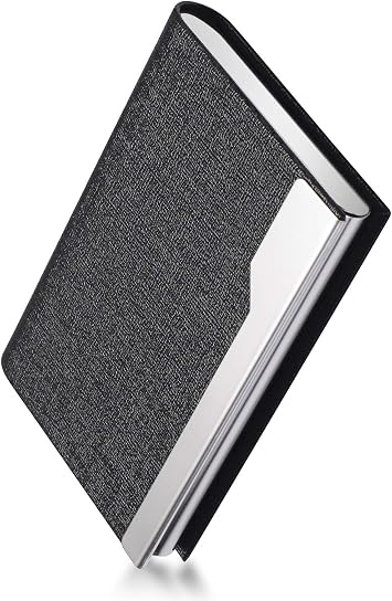 Business Card Holder Case - Black Luxury PU Leather Name Card Holder