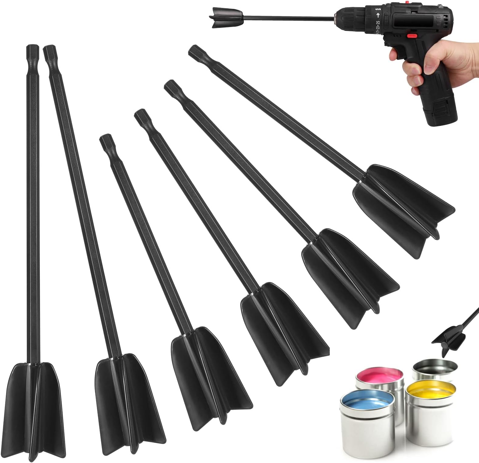 6 Pack Epoxy Mixing Paddles, Spiral Mixer Attachment Drill, Reusable
