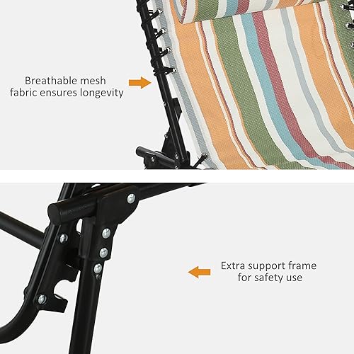 Vista 96 de Outsunny Tumbona plegable, silla de bronceado para patio, tumbona para exteriores con respaldo reclinable de 4 posiciones, asiento de malla Blanco