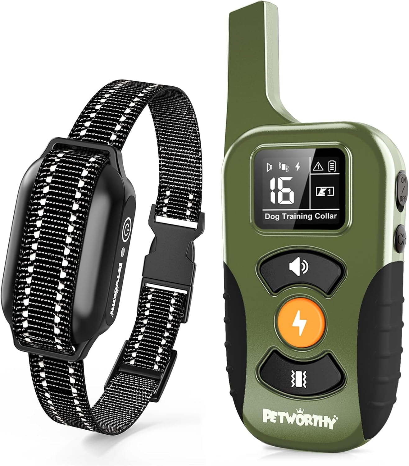 Dog Shock Collar with Remote – PETWORTHY 3300FT Dog Training Collar, IPX7 Waterproof Electric Collar with 3 Training Modes, Security Lock, Rechargeable e-Collar for All Breeds, Sizes
